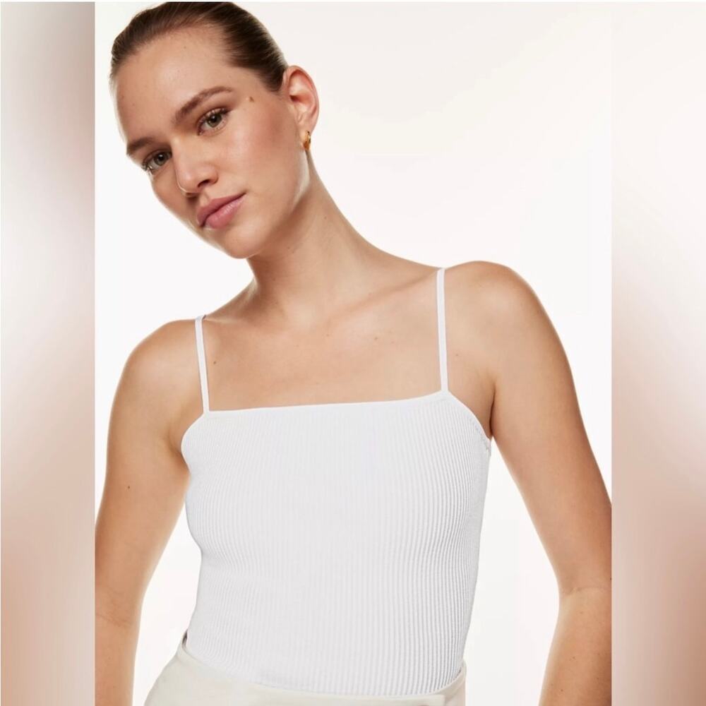 Aritzia Babaton Sculpt Knit Cami Ribbed Tank White Size Small